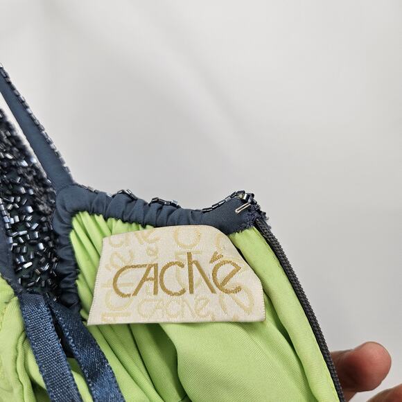 Cache Dress Blue Green y2k Beaded Sequin Embellished Maxi Prom Whims Goth Size M - Picture 12 of 12